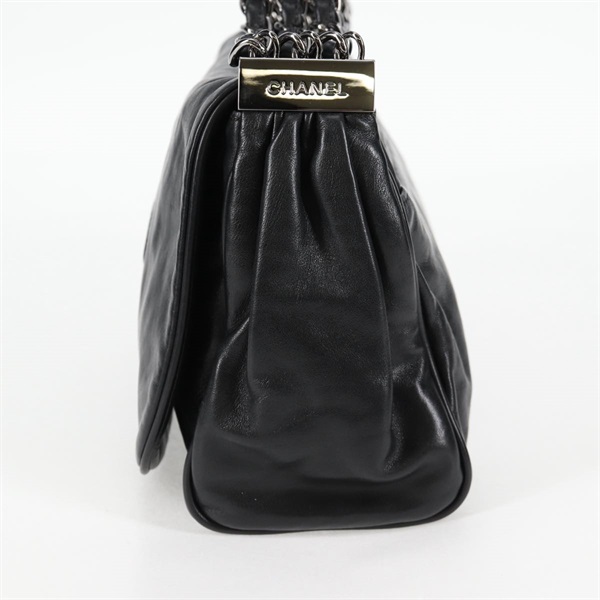 CHANEL ココマーク ワンショルダーバッグ 2008年 ショルダーバッグ ブラック シルバー ラムスキンの画像3