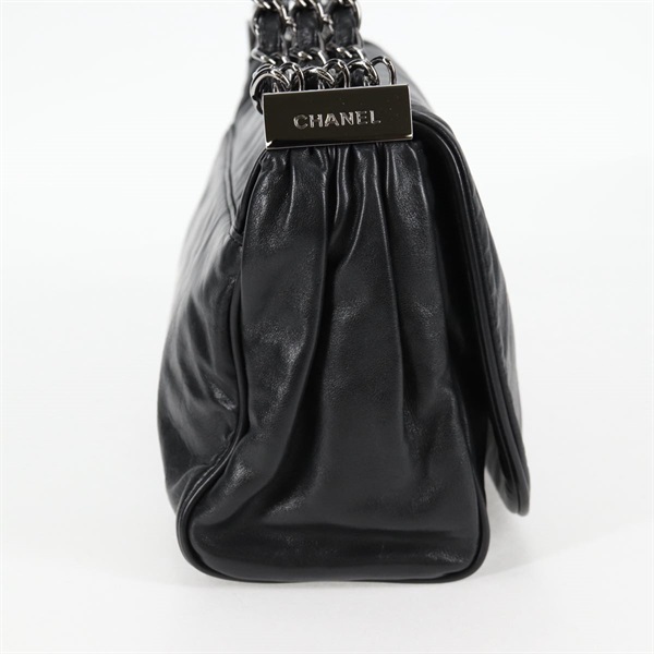 CHANEL ココマーク ワンショルダーバッグ 2008年 ショルダーバッグ ブラック シルバー ラムスキンの画像4