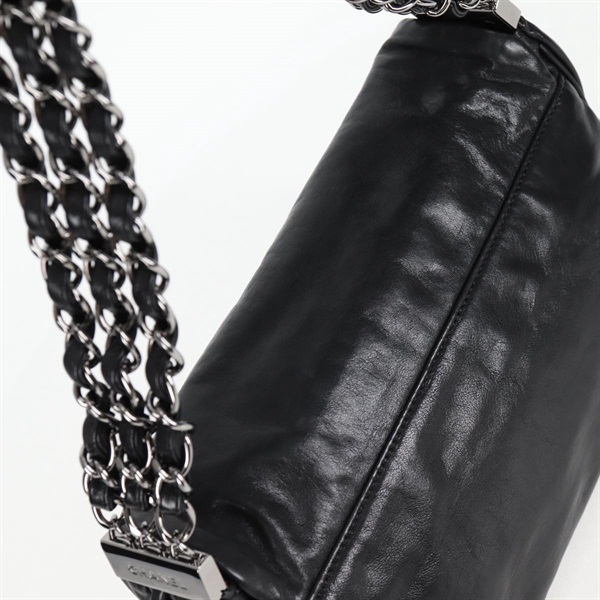 CHANEL ココマーク ワンショルダーバッグ 2008年 ショルダーバッグ ブラック シルバー ラムスキンの画像5