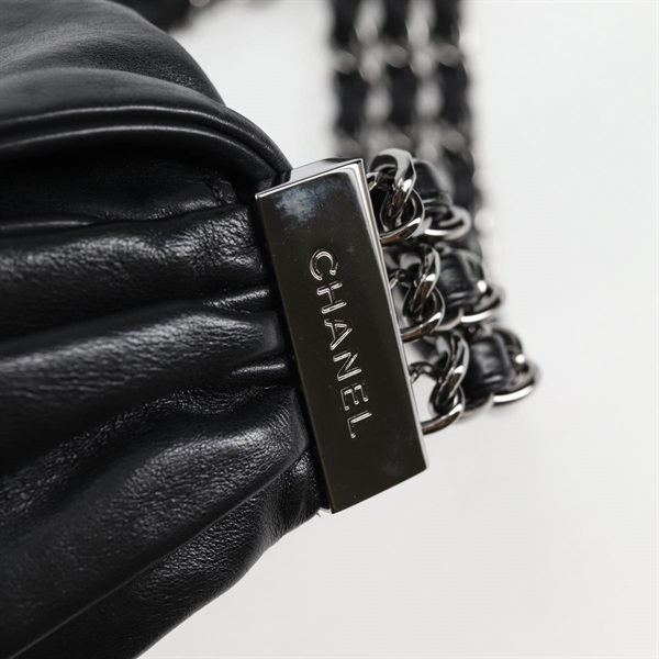 CHANEL ココマーク ワンショルダーバッグ 2008年 ショルダーバッグ ブラック シルバー ラムスキンの画像14
