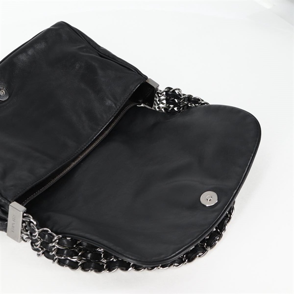 CHANEL ココマーク ワンショルダーバッグ 2008年 ショルダーバッグ ブラック シルバー ラムスキンの画像15