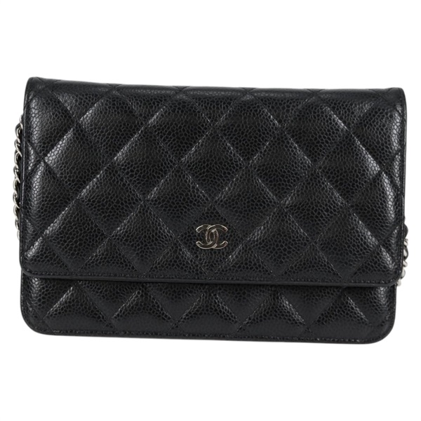 CHANEL マトラッセ チェーンウォレット 2018年 ショルダーバッグ ブラック シルバー キャビアスキンの画像1