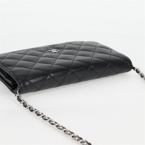 CHANEL マトラッセ チェーンウォレット 2018年 ショルダーバッグ ブラック シルバー キャビアスキンの画像5
