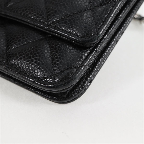 CHANEL マトラッセ チェーンウォレット 2018年 ショルダーバッグ ブラック シルバー キャビアスキンの画像12
