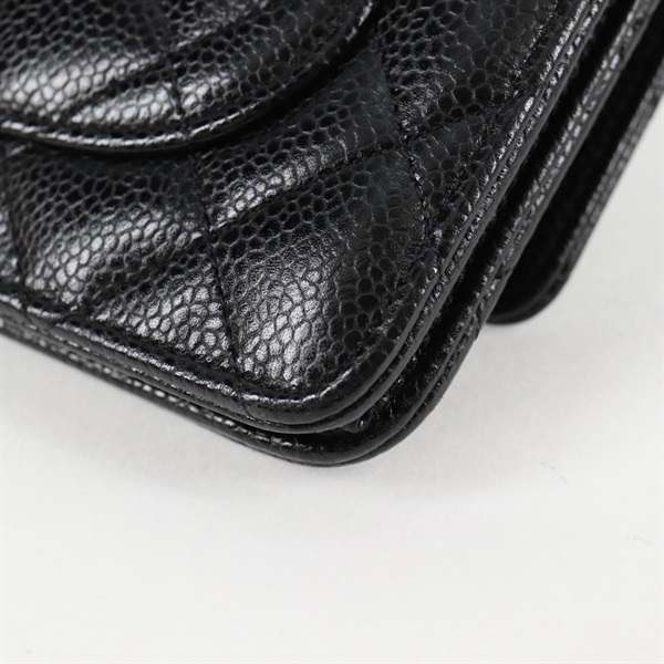 CHANEL マトラッセ チェーンウォレット 2018年 ショルダーバッグ ブラック シルバー キャビアスキンの画像14