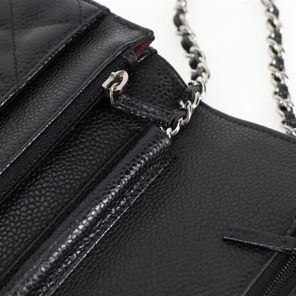 CHANEL マトラッセ チェーンウォレット 2018年 ショルダーバッグ ブラック シルバー キャビアスキンの画像17