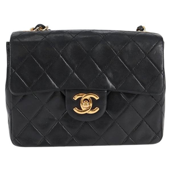 CHANEL ミニ マトラッセ 18 1985年 ショルダーバッグ ブラック ゴールド ラムスキンの画像1