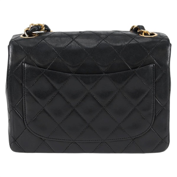 CHANEL ミニ マトラッセ 18 1985年 ショルダーバッグ ブラック ゴールド ラムスキンの画像2