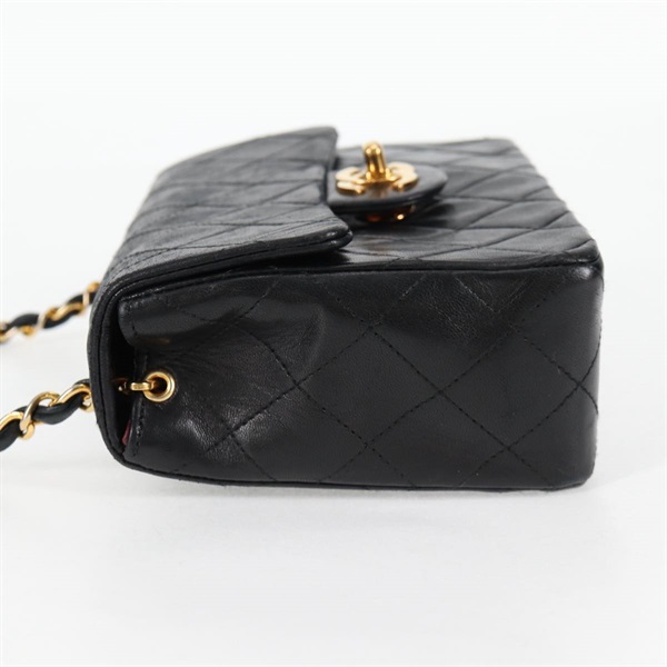 CHANEL ミニ マトラッセ 18 1985年 ショルダーバッグ ブラック ゴールド ラムスキンの画像3