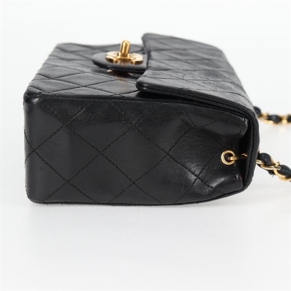 CHANEL ミニ マトラッセ 18 1985年 ショルダーバッグ ブラック ゴールド ラムスキンの画像4