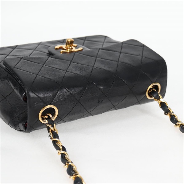CHANEL ミニ マトラッセ 18 1985年 ショルダーバッグ ブラック ゴールド ラムスキンの画像5