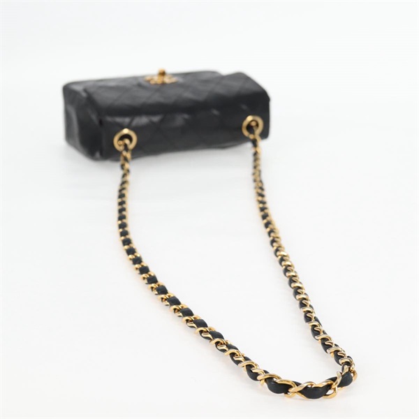 CHANEL ミニ マトラッセ 18 1985年 ショルダーバッグ ブラック ゴールド ラムスキンの画像6
