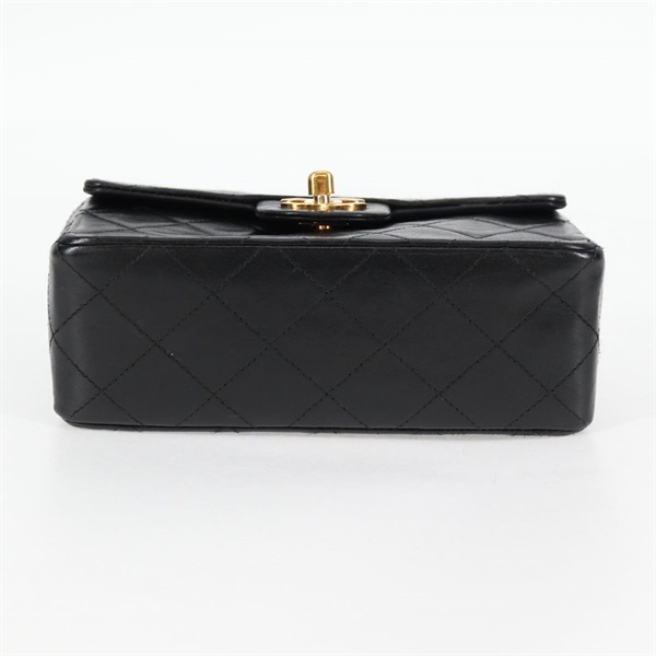 CHANEL ミニ マトラッセ 18 1985年 ショルダーバッグ ブラック ゴールド ラムスキンの画像9