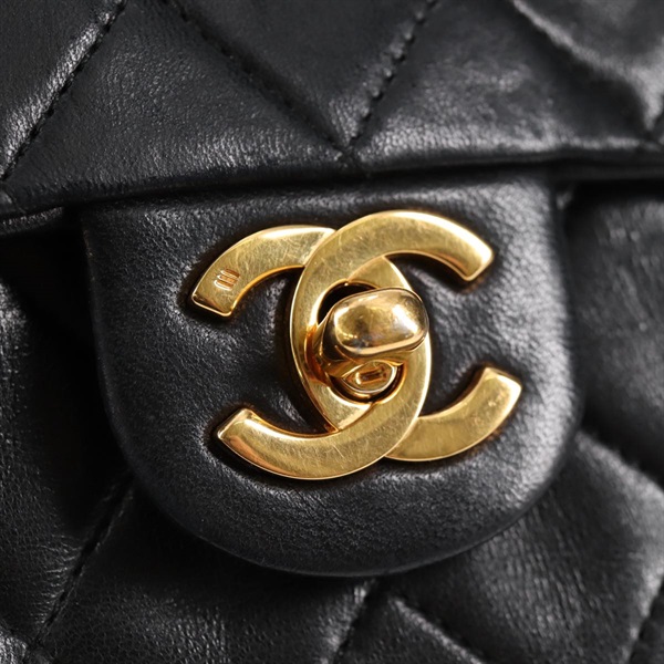CHANEL ミニ マトラッセ 18 1985年 ショルダーバッグ ブラック ゴールド ラムスキンの画像14