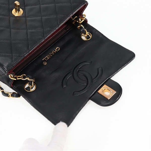 CHANEL ミニ マトラッセ 18 1985年 ショルダーバッグ ブラック ゴールド ラムスキンの画像15