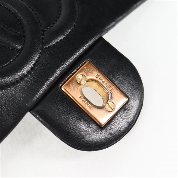 CHANEL ミニ マトラッセ 18 1985年 ショルダーバッグ ブラック ゴールド ラムスキンの画像16