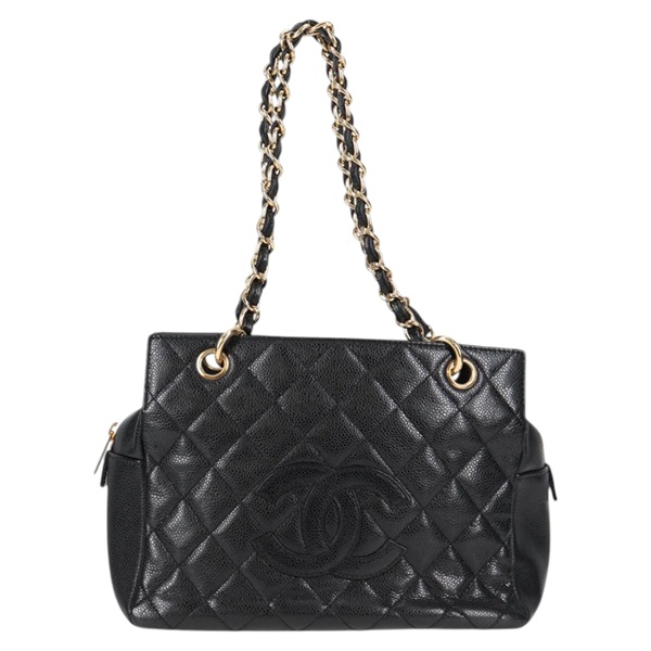 CHANEL マトラッセ チェーントート 2002年 ショルダーバッグ ブラック ゴールド キャビアスキンの画像1