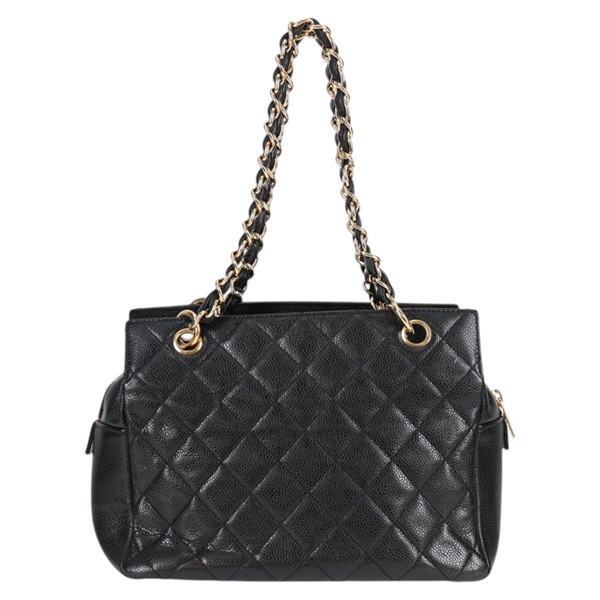 CHANEL マトラッセ チェーントート 2002年 ショルダーバッグ ブラック ゴールド キャビアスキンの画像2