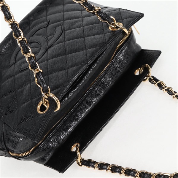 CHANEL マトラッセ チェーントート 2002年 ショルダーバッグ ブラック ゴールド キャビアスキンの画像5