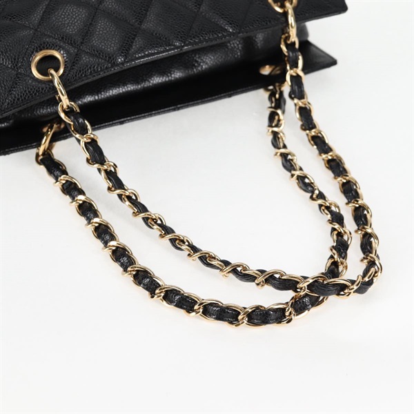 CHANEL マトラッセ チェーントート 2002年 ショルダーバッグ ブラック ゴールド キャビアスキンの画像6