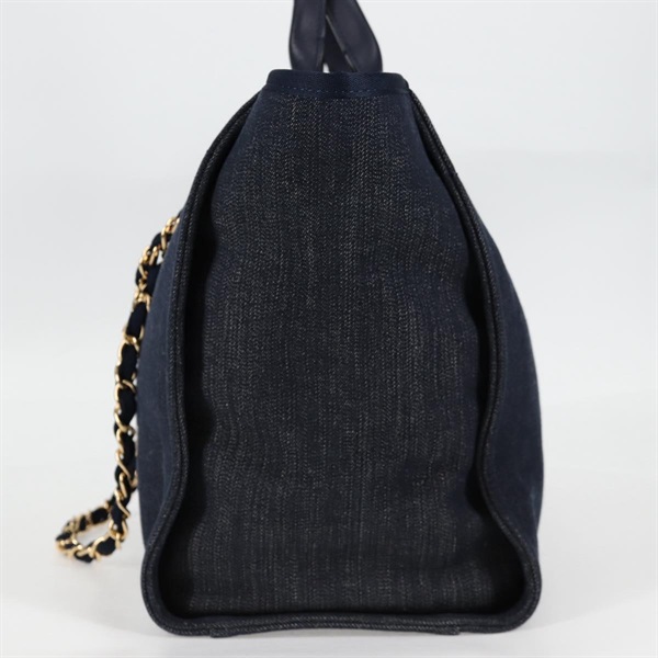CHANEL ドーヴィル GM トートバッグ インディゴブルー ゴールド デニムの画像2