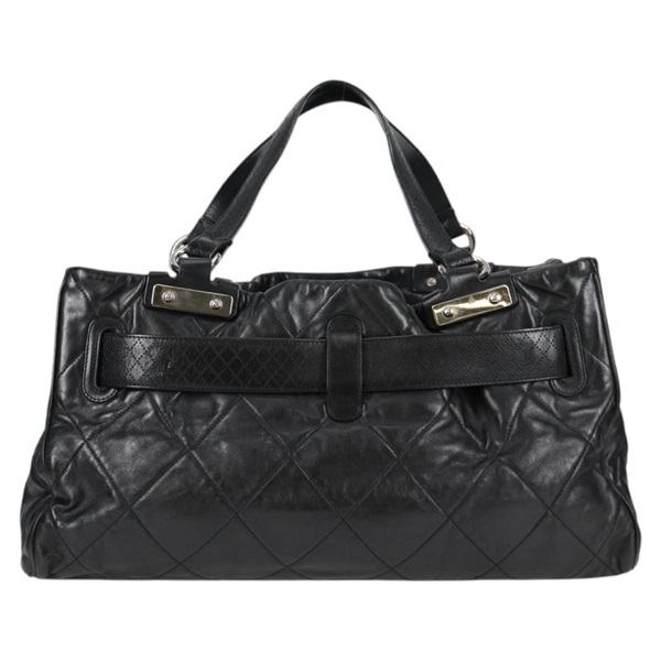 CHANEL タイムレスクラシック マトラッセ 2008年 トートバッグ ブラック シルバー ラムスキンの画像1