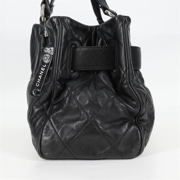 CHANEL タイムレスクラシック マトラッセ 2008年 トートバッグ ブラック シルバー ラムスキンの画像2