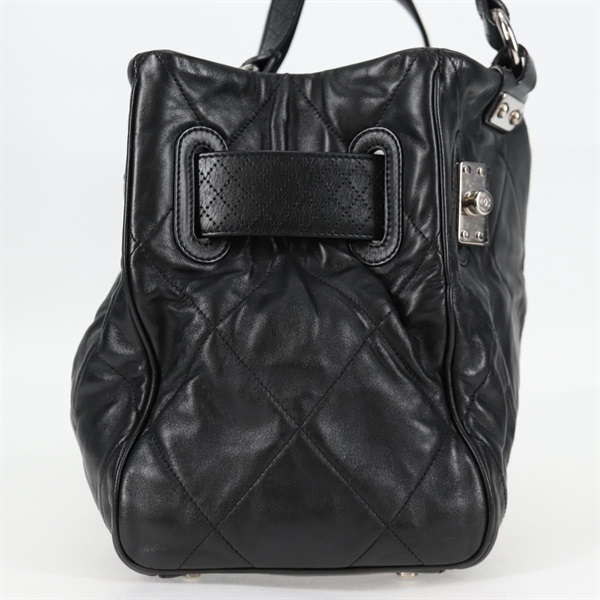 CHANEL タイムレスクラシック マトラッセ 2008年 トートバッグ ブラック シルバー ラムスキンの画像3