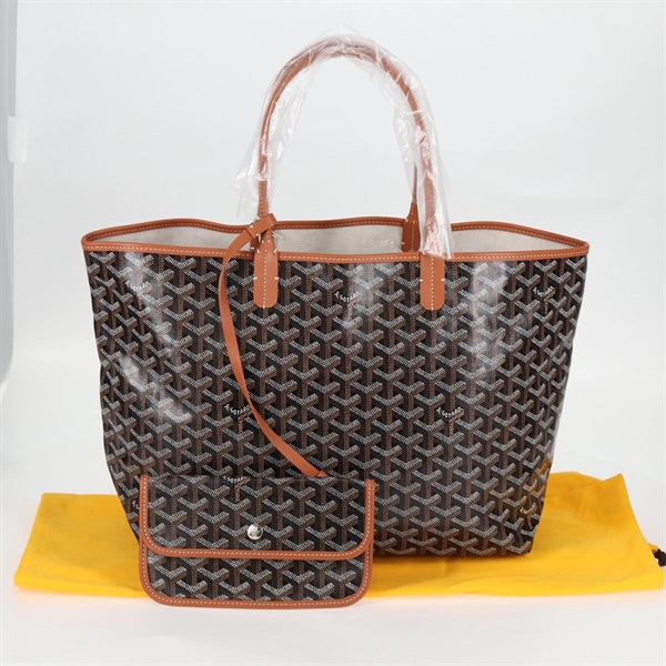 GOYARD サンルイ PM トートバッグ ブラウン ブラック シルバー PVCの画像7