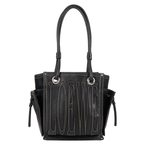 LOEWE アナグラム トートバッグ ブラック シルバー レザーの画像2