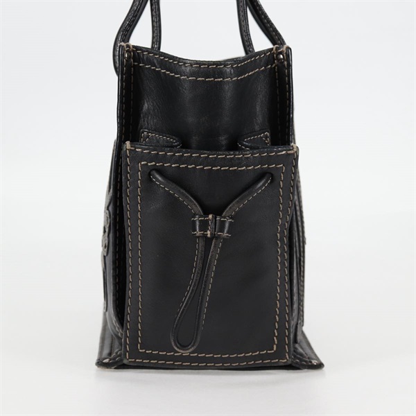 LOEWE アナグラム トートバッグ ブラック シルバー レザーの画像3