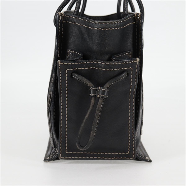 LOEWE アナグラム トートバッグ ブラック シルバー レザーの画像4