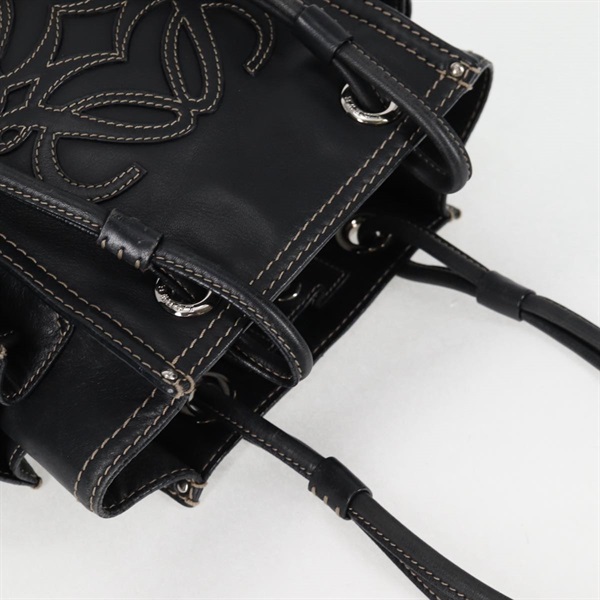 LOEWE アナグラム トートバッグ ブラック シルバー レザーの画像6