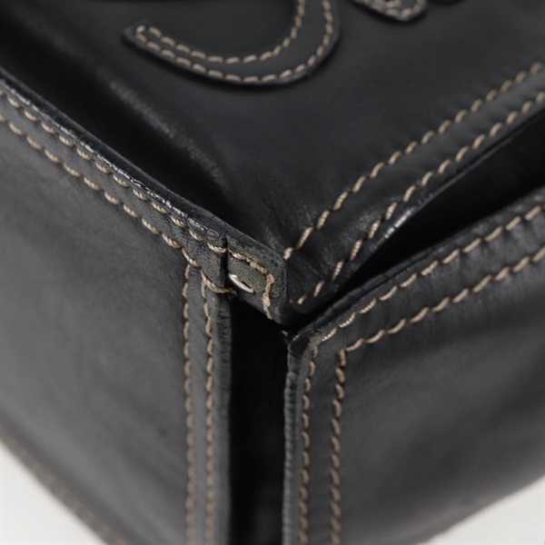 LOEWE アナグラム トートバッグ ブラック シルバー レザーの画像12