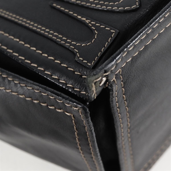 LOEWE アナグラム トートバッグ ブラック シルバー レザーの画像13