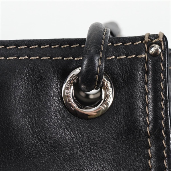LOEWE アナグラム トートバッグ ブラック シルバー レザーの画像15