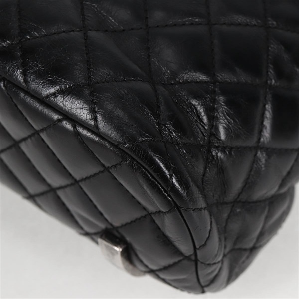 CHANEL マトラッセ 2015年 バックパック ブラック シルバー ラムスキンの画像5