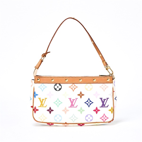 LOUIS VUITTON ポシェットアクセソワール ポーチ M92649 マルチカラー ブロン ゴールド PVC レザーの画像2