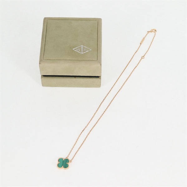Van Cleef & Arpels ヴィンテージ アルハンブラ ネックレス イエローゴールド グリーン 750YG マラカイトの画像5