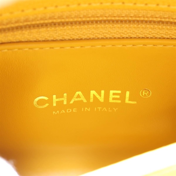CHANEL ココハンドル XXS 2021年 ハンドバッグ イエロー ゴールド キャビアスキンの画像17