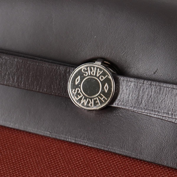 HERMES エールバッグ ジップルトゥルネ MM 2015年 T ハンドバッグ レッド ブラウン シルバー トワルオフィシエの画像9