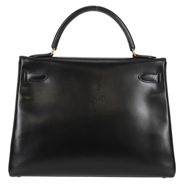 HERMES ケリー 32 1998年 □B ハンドバッグ ノワール ゴールド ボックスカーフの画像1