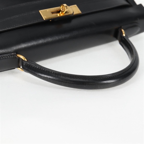 HERMES ケリー 32 1998年 □B ハンドバッグ ノワール ゴールド ボックスカーフの画像4