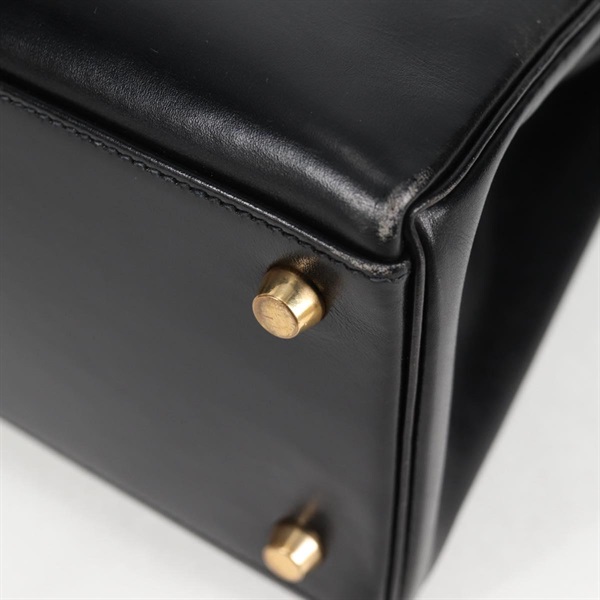 HERMES ケリー 32 1998年 □B ハンドバッグ ノワール ゴールド ボックスカーフの画像6