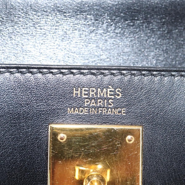 HERMES ケリー 32 1998年 □B ハンドバッグ ノワール ゴールド ボックスカーフの画像9