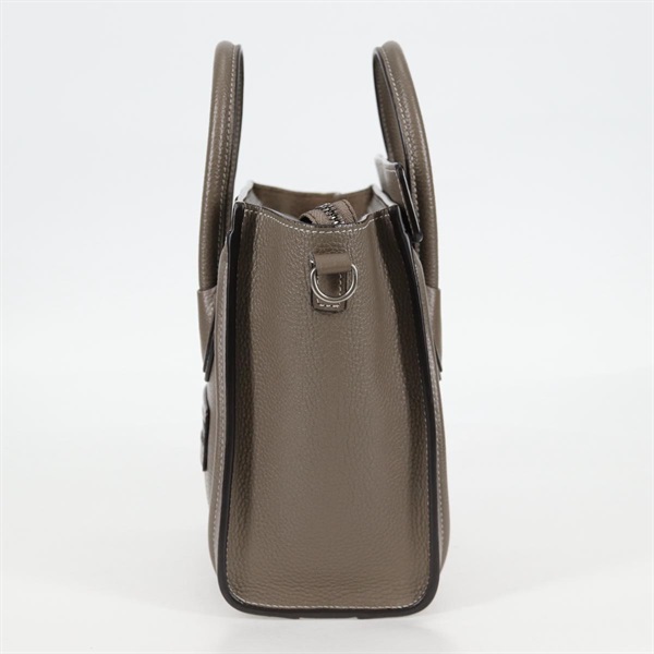 CELINE ラゲージ ナノショッパー ハンドバッグ グレージュ シルバー レザーの画像3