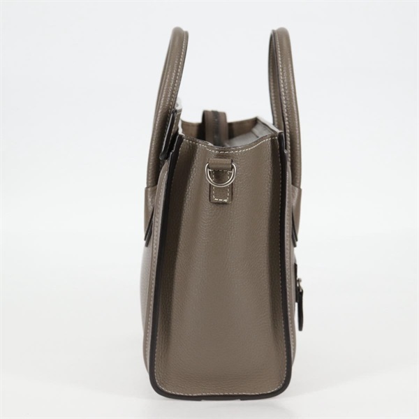 CELINE ラゲージ ナノショッパー ハンドバッグ グレージュ シルバー レザーの画像4