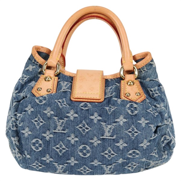 LOUIS VUITTON プリーティ モノグラムデニム ハンドバッグ M95020 ブルー ゴールド デニムの画像1