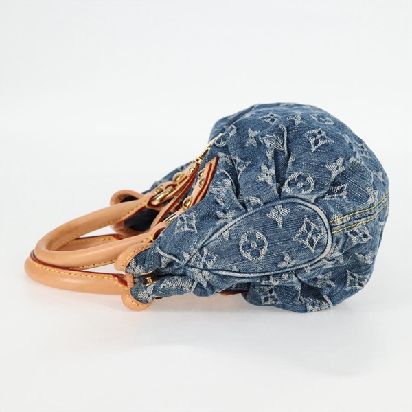 LOUIS VUITTON プリーティ モノグラムデニム ハンドバッグ M95020 ブルー ゴールド デニムの画像2