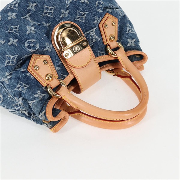 LOUIS VUITTON プリーティ モノグラムデニム ハンドバッグ M95020 ブルー ゴールド デニムの画像4